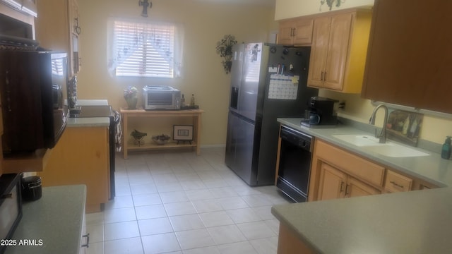 962 S Main Dr, Apache Junction, AZ 85120 - kitchen with dishwasher, a sink, light brown cabinetry, light tile patterned flooring, and light countertops