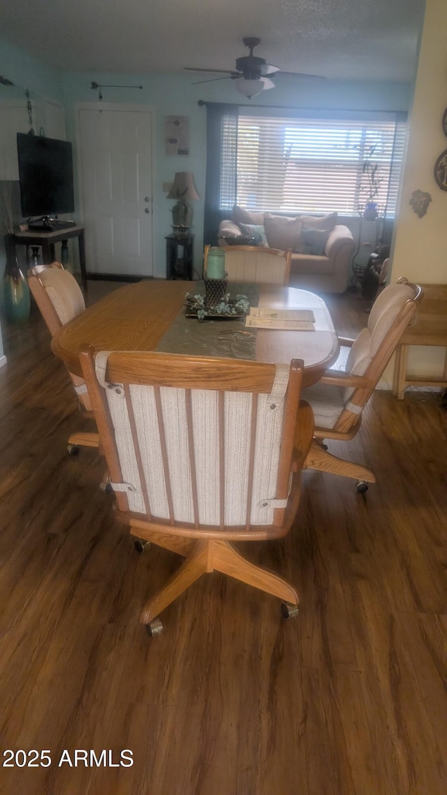 962 S Main Dr, Apache Junction, AZ 85120 - dining area featuring wood finished floors, plenty of natural light, and a ceiling fan