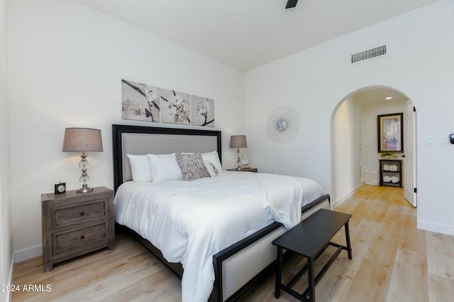 bedroom with light hardwood / wood-style flooring