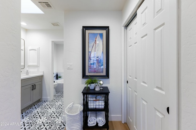 hallway with sink