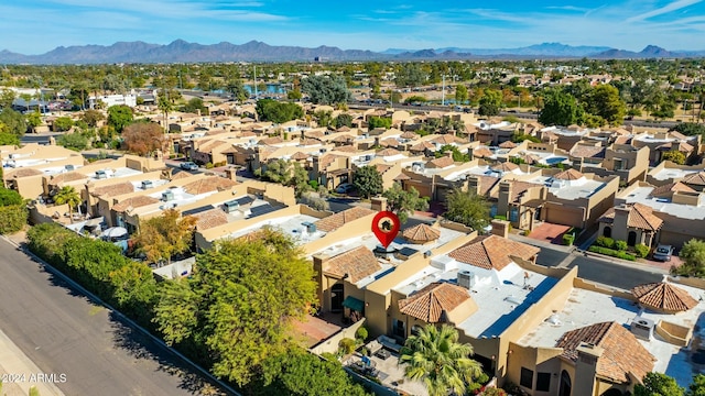 bird's eye view with a mountain view