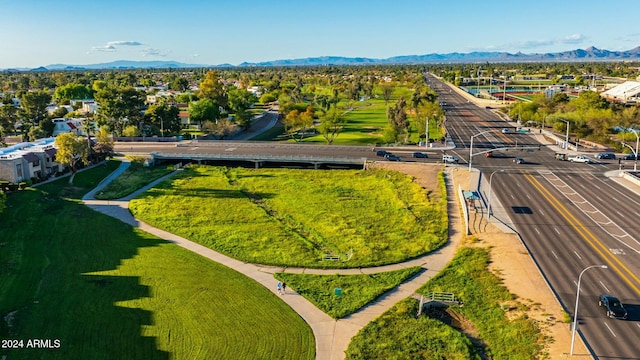 bird's eye view with a mountain view