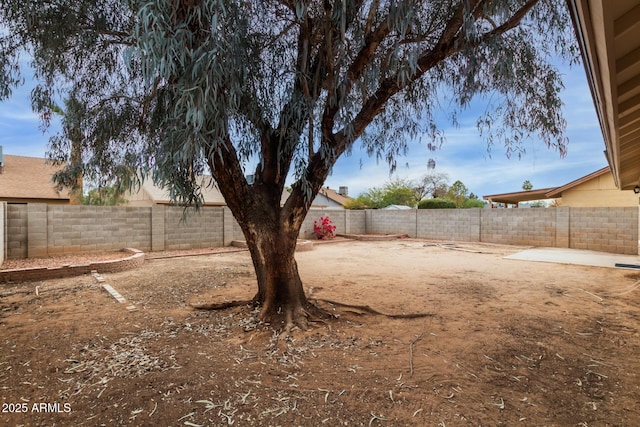 view of yard featuring a fenced backyard