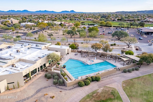 bird's eye view featuring a mountain view