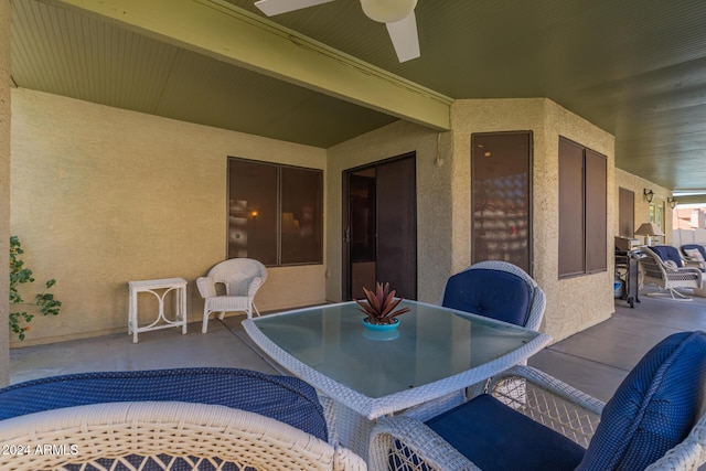 view of patio / terrace featuring ceiling fan