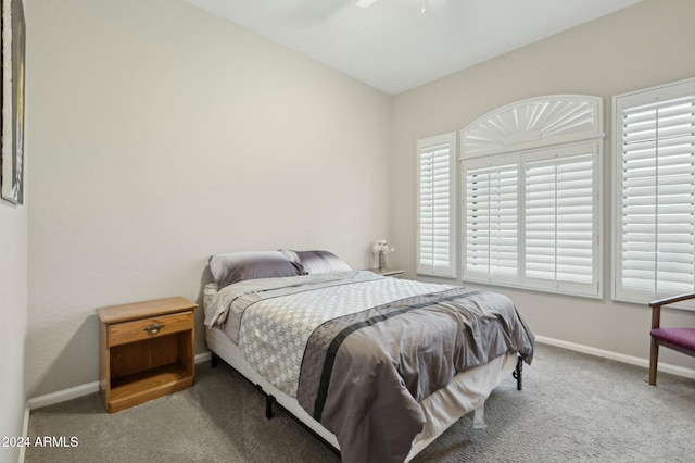 755 E Orchid Ln, Gilbert, AZ 85296 - bedroom with carpet, ceiling fan, and vaulted ceiling