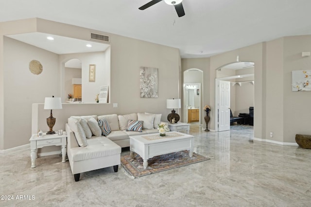755 E Orchid Ln, Gilbert, AZ 85296 - living room featuring ceiling fan