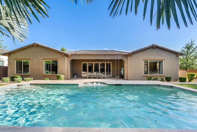 pool with a patio