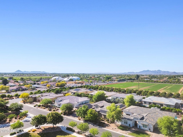aerial view with a residential view and a mountain view