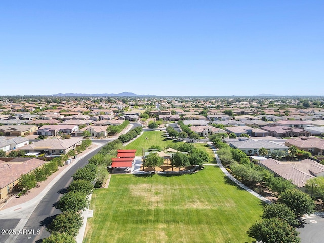 drone / aerial view with a mountain view and a residential view