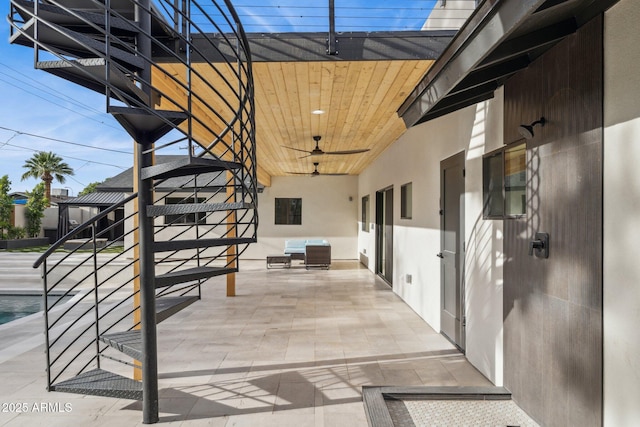 view of patio featuring stairs
