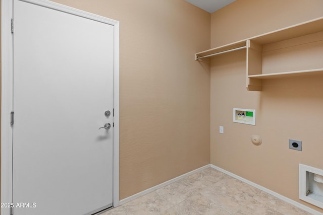 washroom featuring gas dryer hookup, electric dryer hookup, and washer hookup