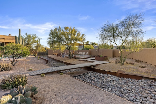 view of yard with a fenced backyard