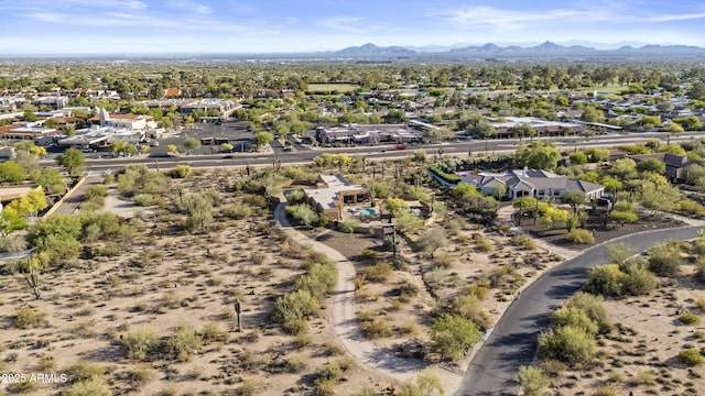 birds eye view of property featuring a residential view and a mountain view