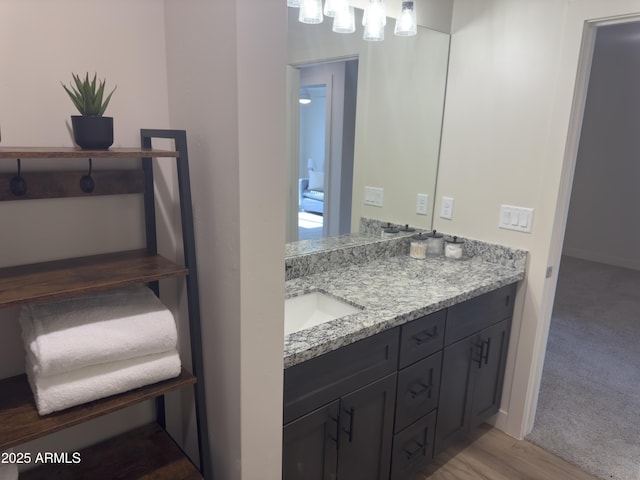 bathroom featuring vanity and wood finished floors