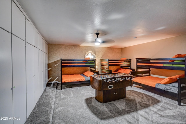 6520 E Peak View Rd, Cave Creek, AZ 85331 - bedroom featuring carpet, a textured wall, a closet, baseboards, and ceiling fan