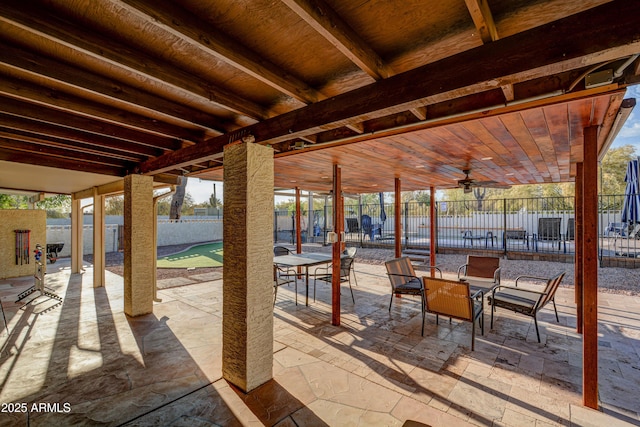 6520 E Peak View Rd, Cave Creek, AZ 85331 - view of patio / terrace with a fenced backyard and a ceiling fan