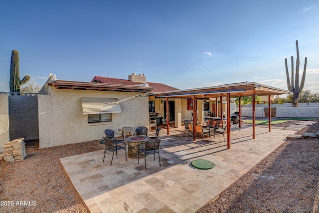 6520 E Peak View Rd, Cave Creek, AZ 85331 - view of patio with a fenced backyard and an outdoor fire pit