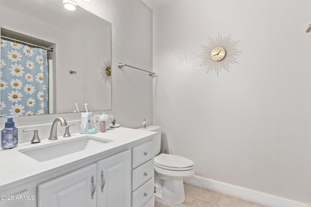 1914 S Brooks Cir, Mesa, AZ 85202 - full bathroom with vanity, toilet, tile patterned flooring, baseboards, and curtained shower