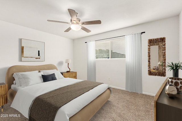 bedroom featuring carpet flooring and ceiling fan