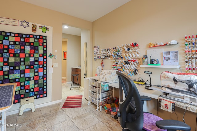 office featuring light tile flooring