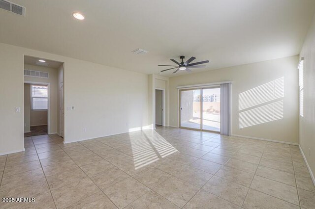 1127 E Tyler Ln, Casa Grande, AZ 85122 - unfurnished room featuring light tile patterned flooring, ceiling fan, visible vents, and recessed lighting