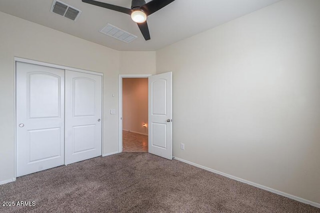 1127 E Tyler Ln, Casa Grande, AZ 85122 - unfurnished bedroom with visible vents, baseboards, carpet floors, and a closet