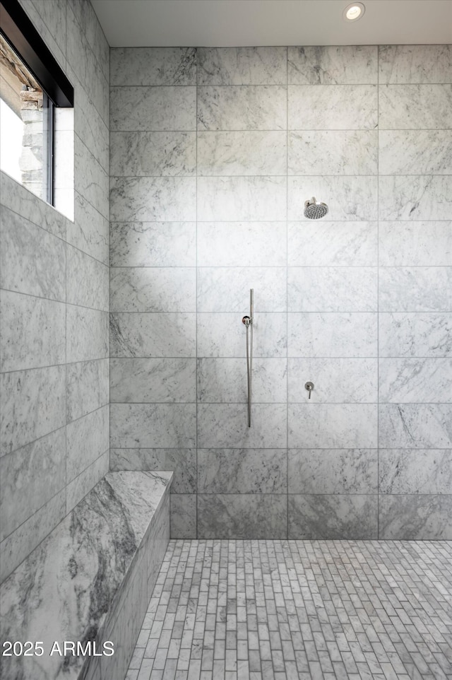 8328 E Whisper Rock Trl, Scottsdale, AZ 85266 - bathroom with a tile shower and recessed lighting