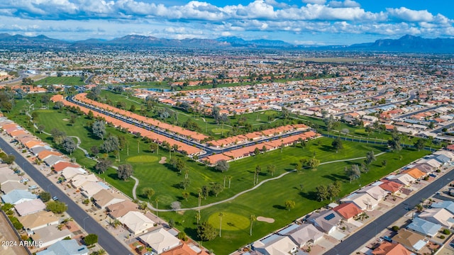 bird's eye view with a mountain view