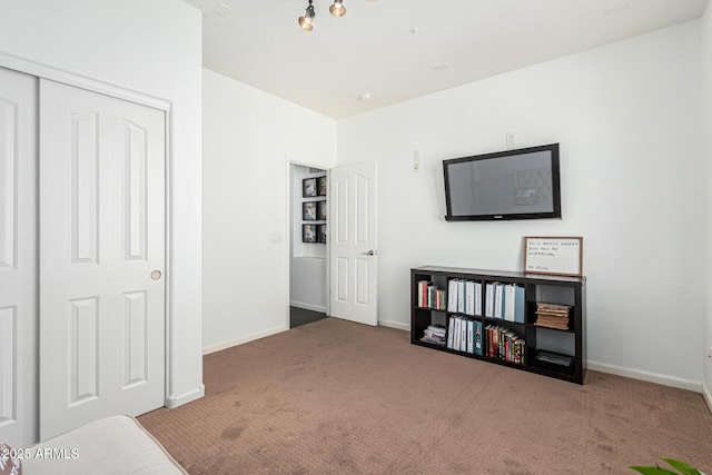 carpeted bedroom with a closet