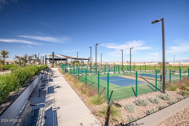 1205 W Sparrow Dr, Queen Creek, AZ 85140 - view of tennis court with fence and a gazebo