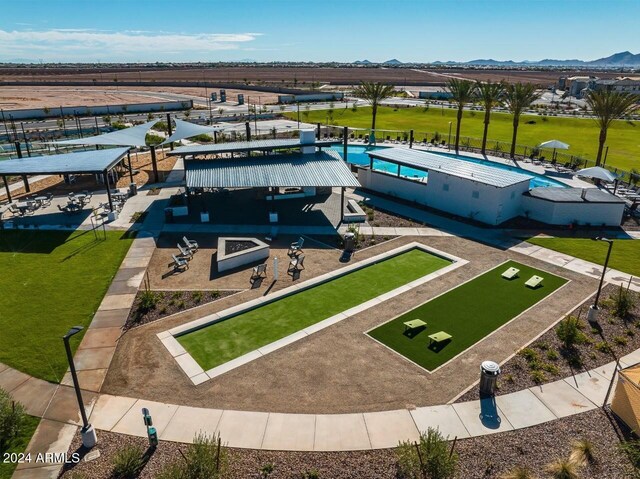 1205 W Sparrow Dr, Queen Creek, AZ 85140 - aerial view of a pool and a mountain backdrop