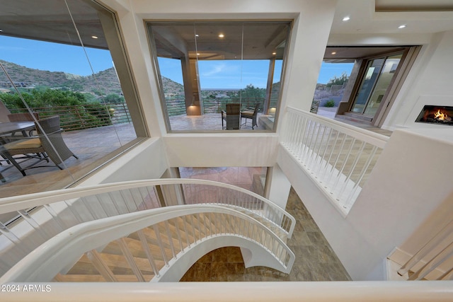 stairs featuring a mountain view