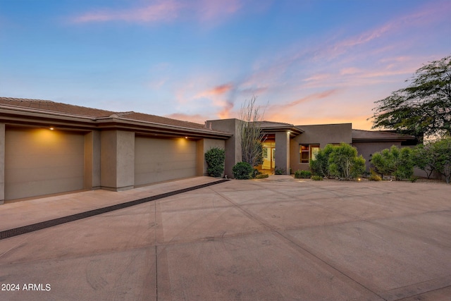 view of front of house with a garage