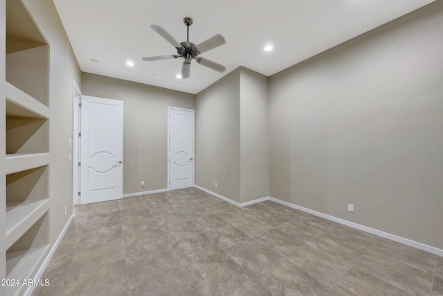 interior space featuring ceiling fan