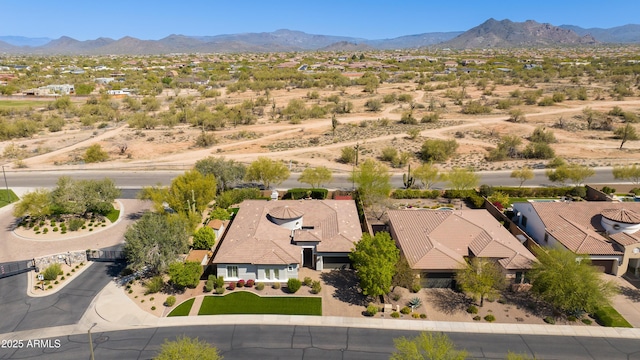 aerial view featuring a residential view and a mountain view