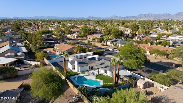 14012 N 57th Pl, Scottsdale, AZ 85254 - aerial perspective of suburban area featuring a mountain backdrop and a pool area