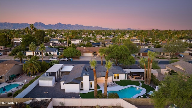 14012 N 57th Pl, Scottsdale, AZ 85254 - aerial view of residential area with a pool and a mountainous background