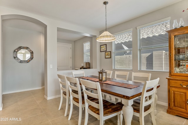 dining room with light tile patterned floors