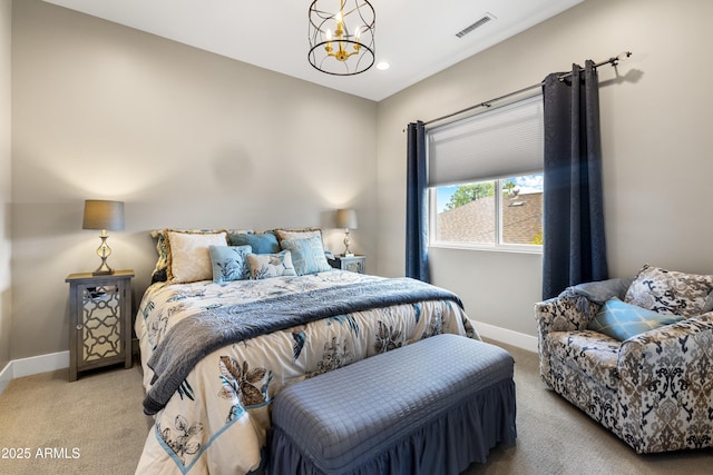 1417 Eureka Ridge Way, Prescott, AZ 86303 - bedroom with carpet, baseboards, and a chandelier