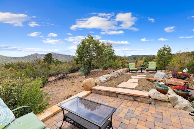 1417 Eureka Ridge Way, Prescott, AZ 86303 - view of patio / terrace with a mountain view