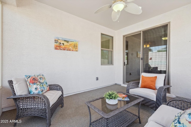 view of patio / terrace with outdoor lounge area and a ceiling fan