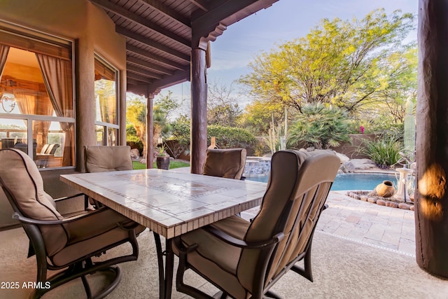 view of patio featuring a fenced backyard and an outdoor pool
