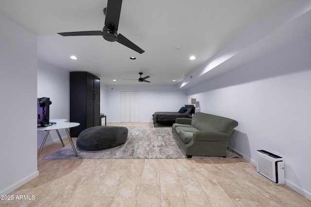 1444 E Myrna Ln, Tempe, AZ 85284 - living room with ceiling fan, recessed lighting, and baseboards