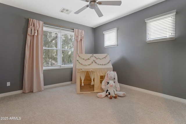9608 N 184th Ln, Waddell, AZ 85355 - playroom with carpet floors, a ceiling fan, and baseboards