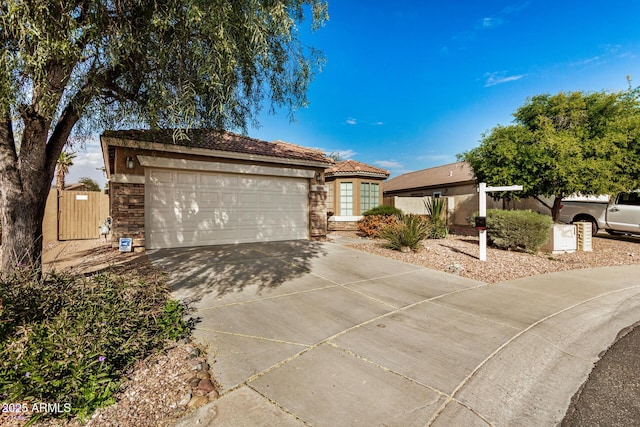 single story home with a garage