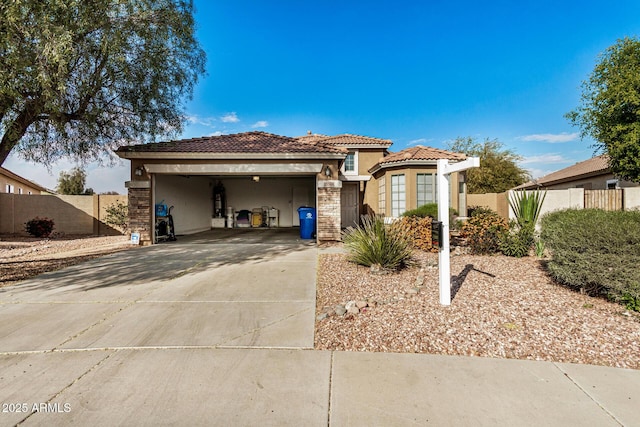 view of front of property with a garage