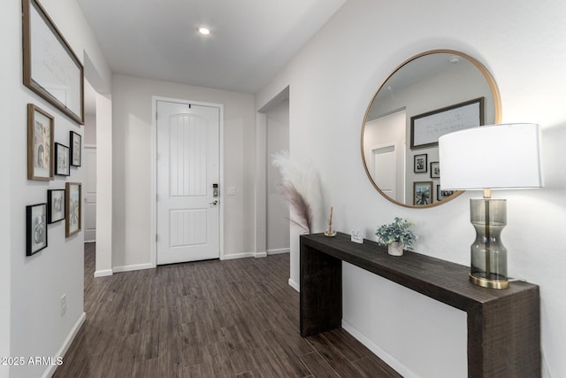 entrance foyer with dark hardwood / wood-style flooring