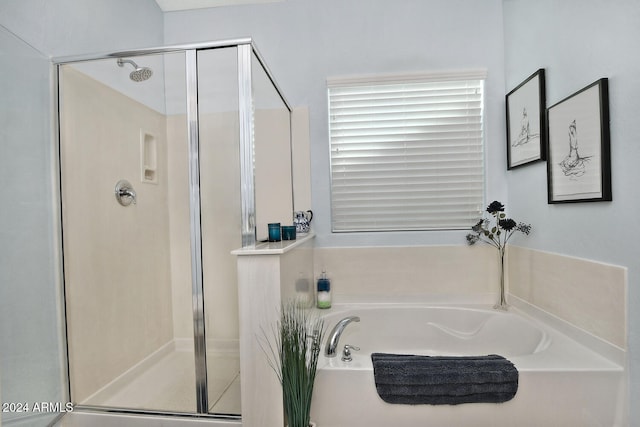 bathroom with plus walk in shower