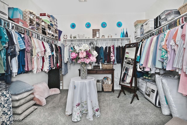 walk in closet featuring carpet